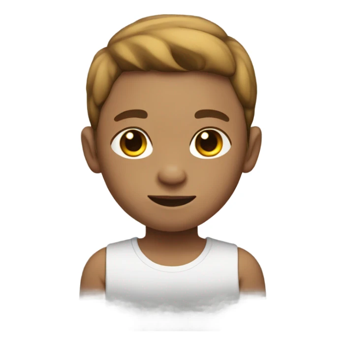 boy with light skin and a brown middle part with a goat body sticker