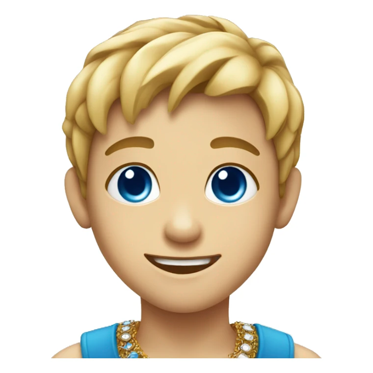 smiling boy with jewelry with Blue eyes sticker