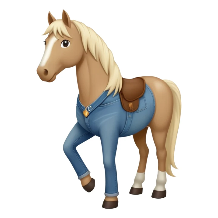 friendly anthropomorphised stallion in jeans and a t-shirt, standard pose sticker