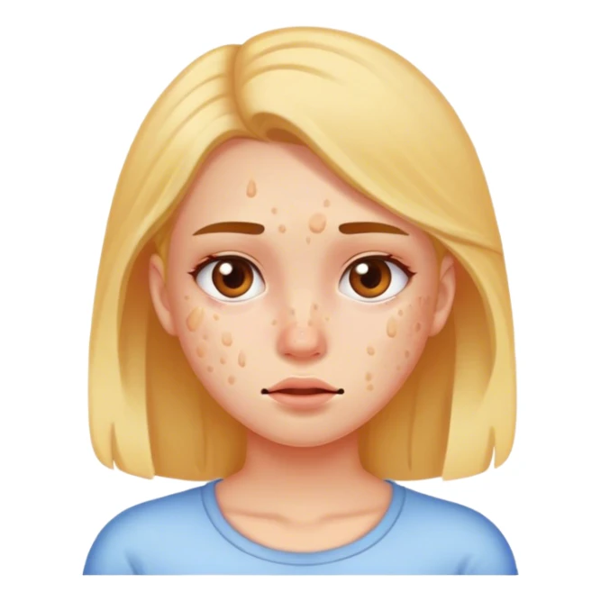 Girl with acne sticker
