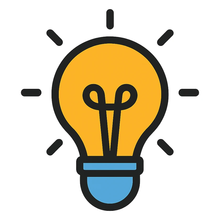 bulb, modern color icon style, clean lines, simple and recognizable sticker