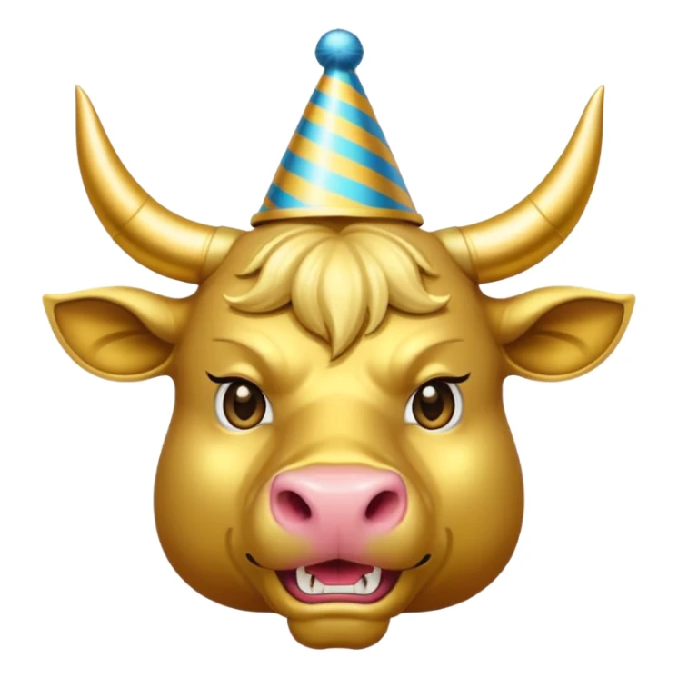 Angry New Year's Eve Dressed Golden Bull Emoji sticker