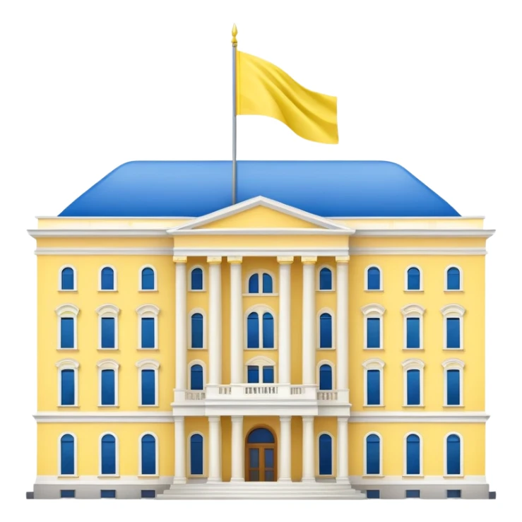 Presidential buildings with the flag of Ukraine sticker