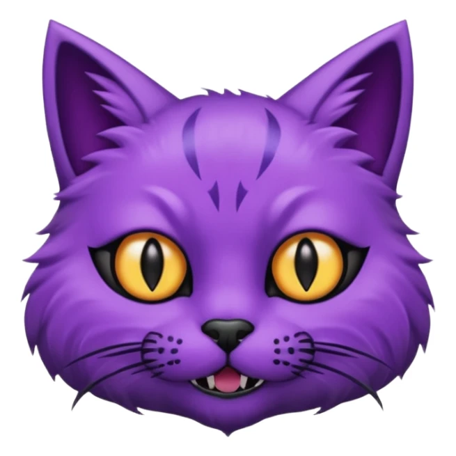 Scary purple cat with black eyes ans mouth sticker
