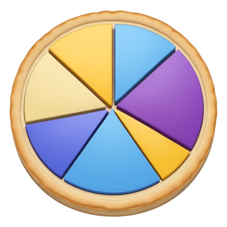 A pie chart with purple, yellow and blue colors only sticker
