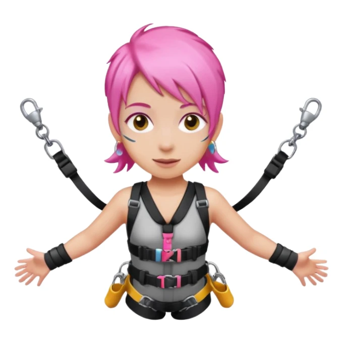 bungee jumping face with earrings and pink hair flying away bungee jump sticker