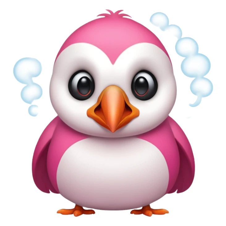 pink puffin angry steam from nose sticker