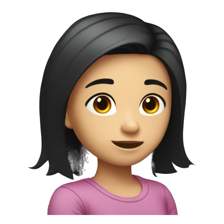 arms crossed girl long black hair looking back over shoulder sticker