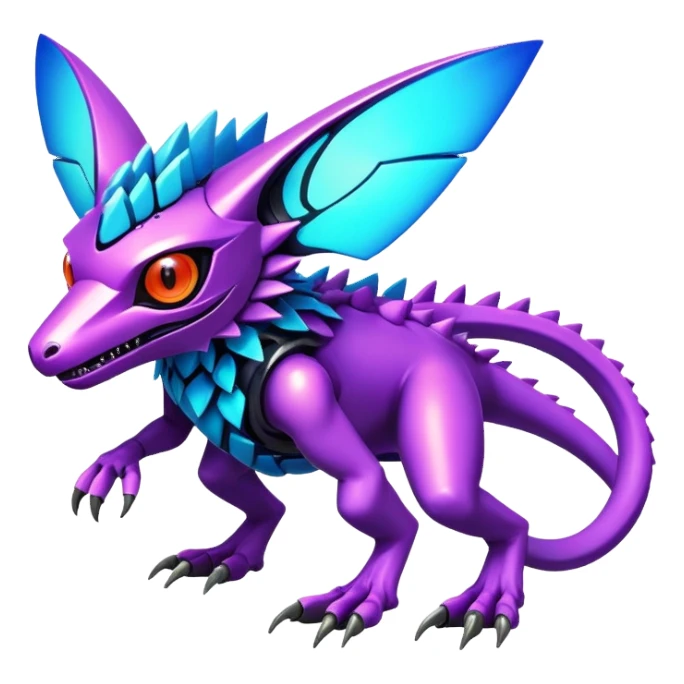  exotic colorful futuristic modern cyber-Fakémon-Digimon-Trico-Vernid-creature sticker
