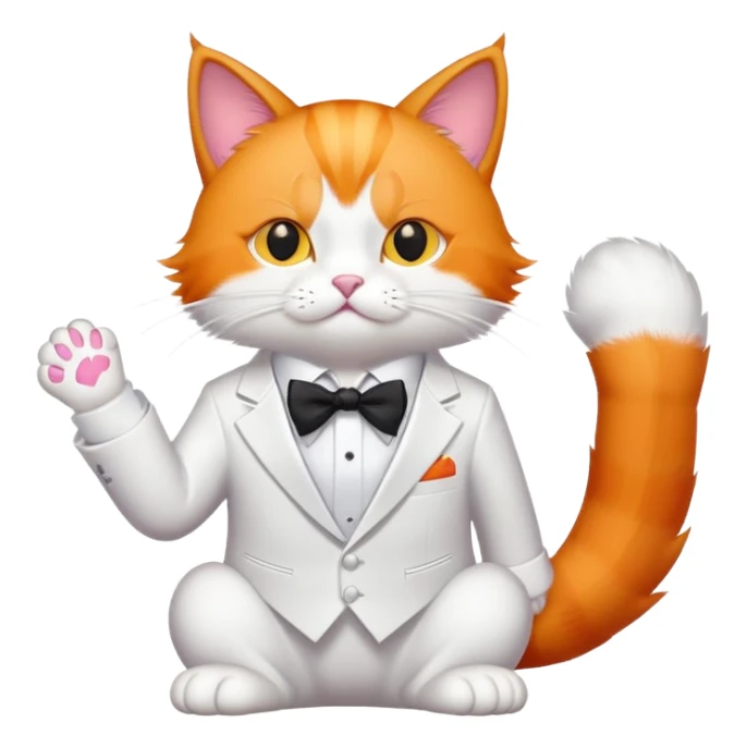 Orange cat with a white tuxedo and white paws with the anime stressed symbol  sticker
