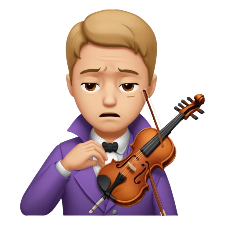 a violinist having a neck strain. he is in pain. sticker