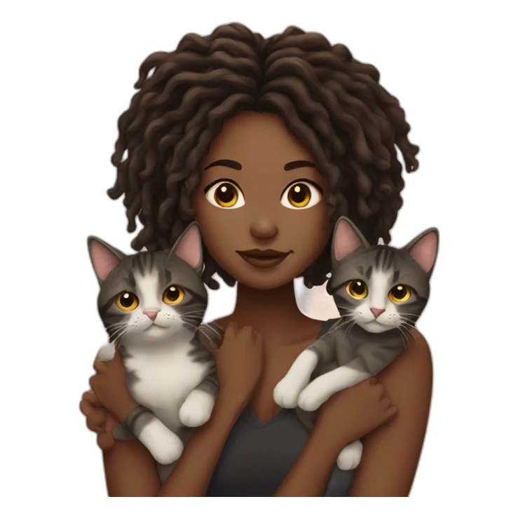 black girl with locs with 5 cats sticker