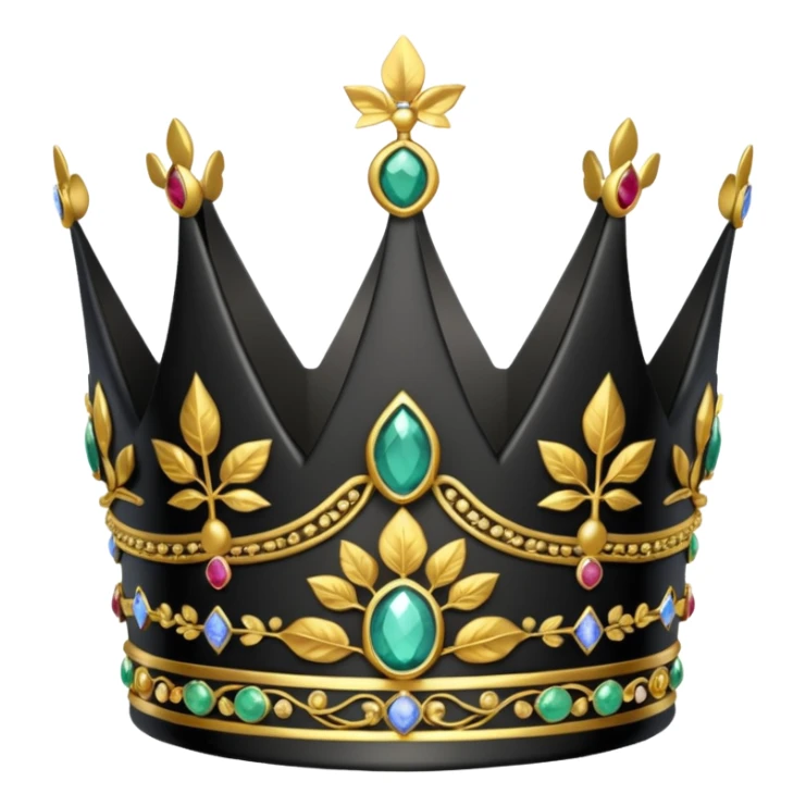 eine schwarze krone mit ein wenigen verzirten goldblätter edelsteine sticker