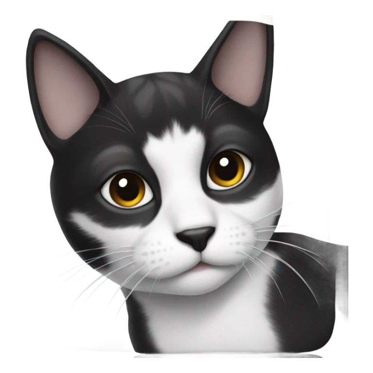 Black and white cat with a black nose sticker