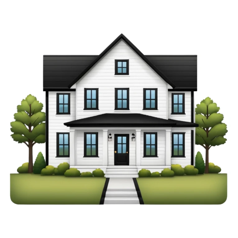 modern farmhouse with white siding and black trim sticker