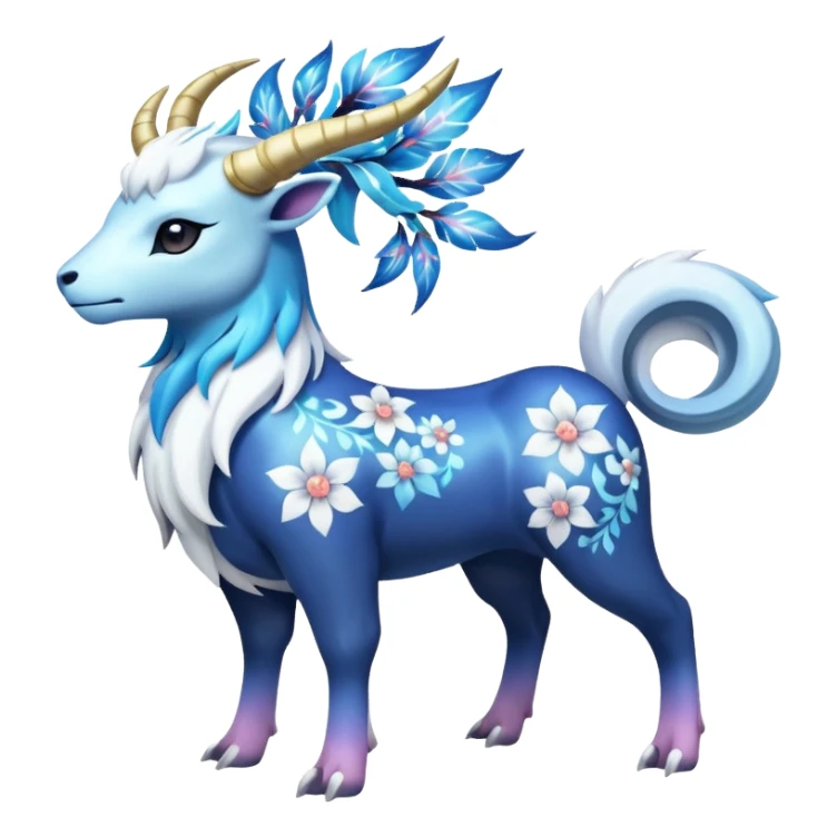 Shiny Glossy Pastel Light Divine Bovine Beautiful Floral Snowy Pretty Absol-Amaura-Suicune-Cobalion-fusion, full body sticker