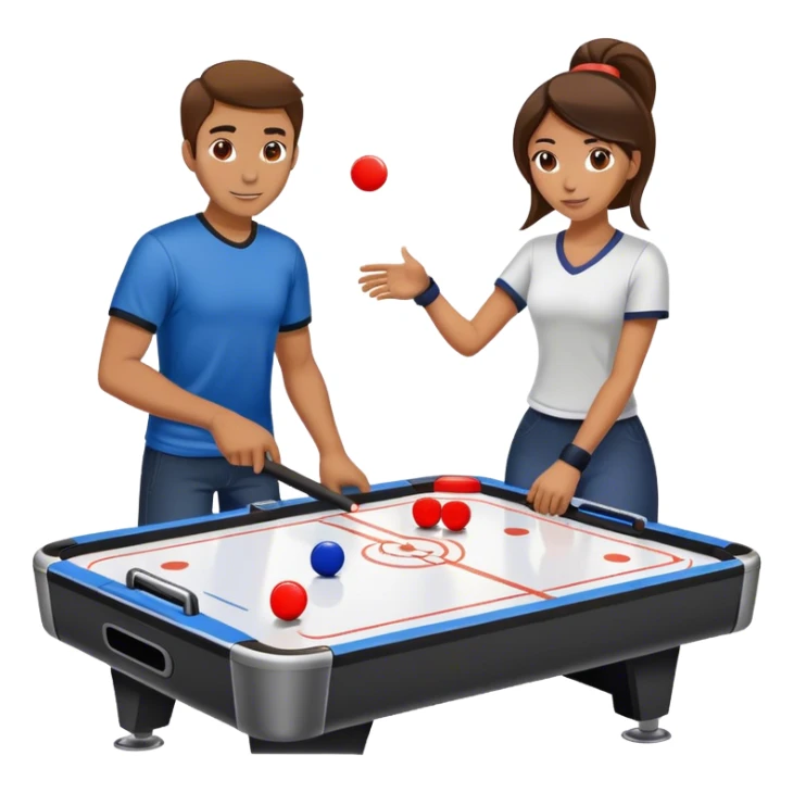 Man and woman playing air hockey  sticker