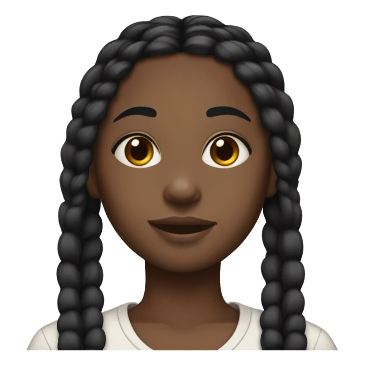 Black girl with long black braids and brown eyes. sticker