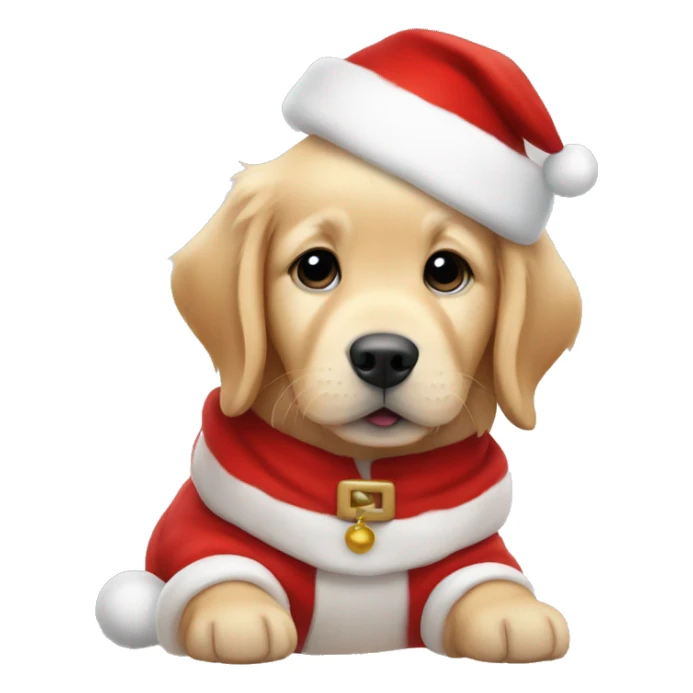 Golden retriever puppy dressed as Santa Claus sticker