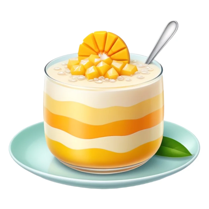 Hong Kong mango pomelo sago dessert with soft pastel colors sticker