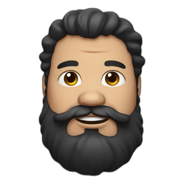 fat man with wavy long black hair and a beard sticker