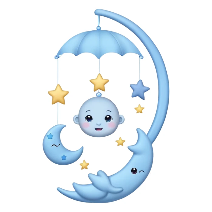 Blue baby mobile with stars and moon sticker