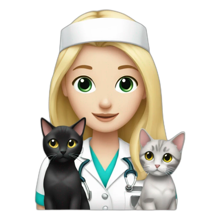 Nurse Blond white girl with 2 cats  one grey and one black sticker