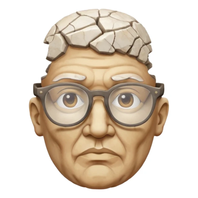 white cracked marble greek statue head with glasses sticker