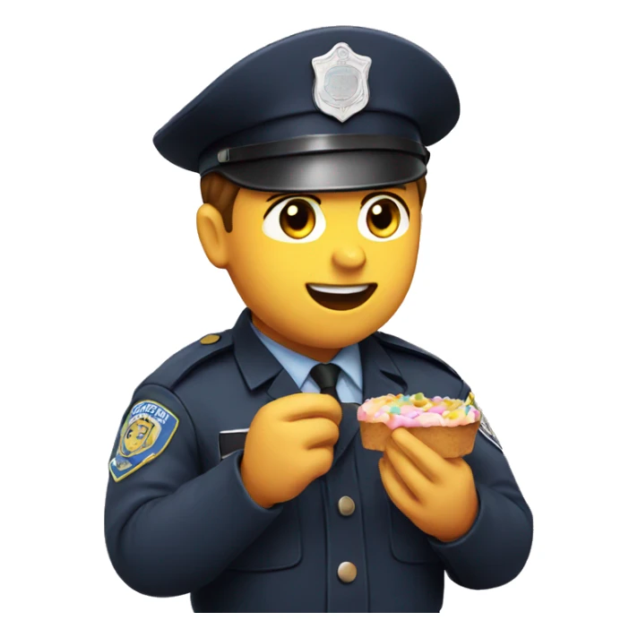 police officer eating pastel sticker