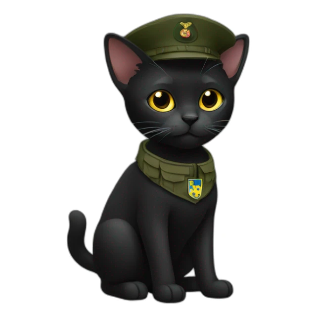 black ukraine cat with military t-shirts sticker