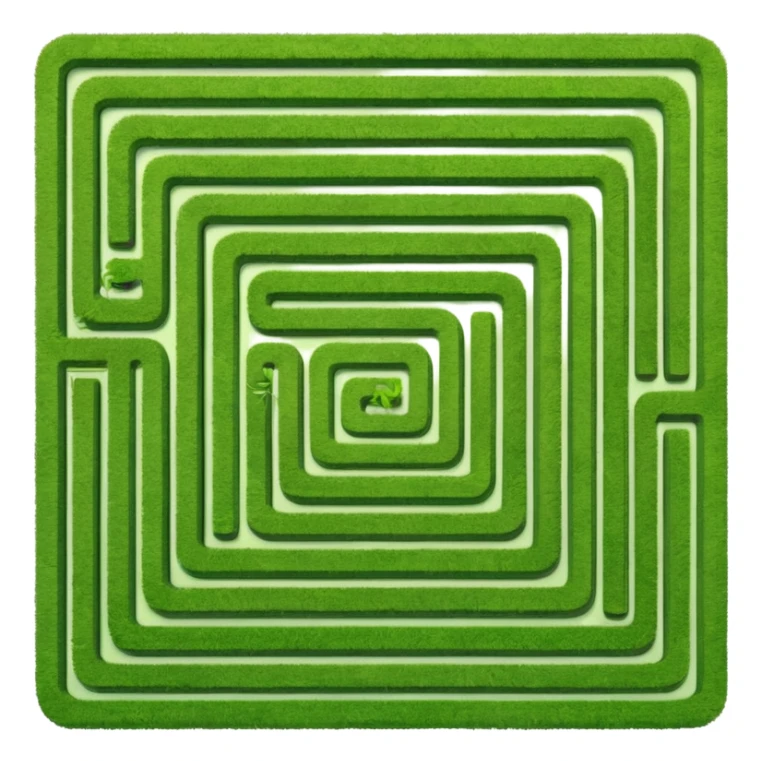 a square maze seen from the top, green sticker