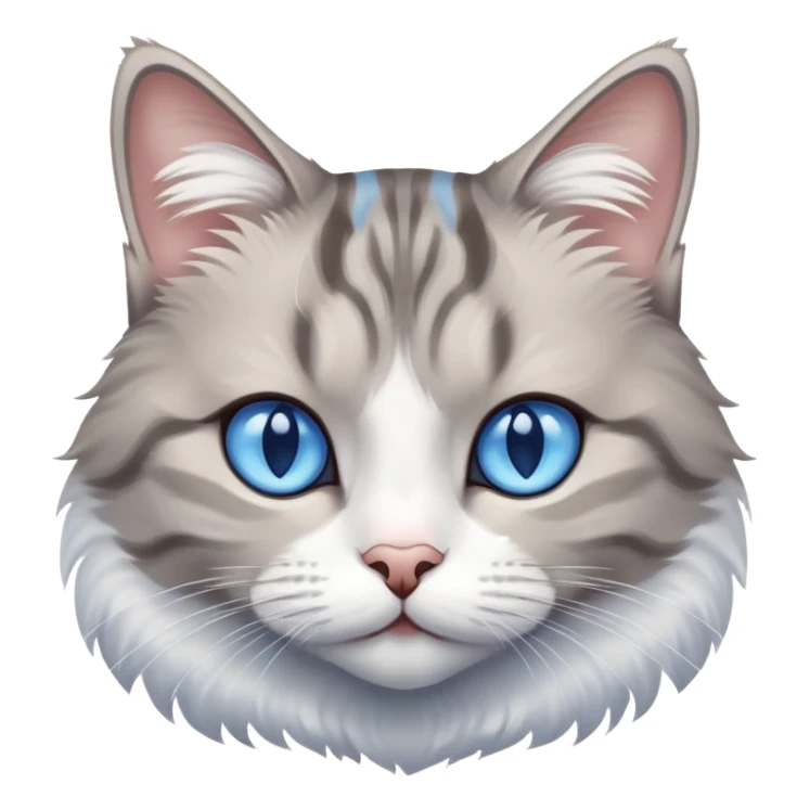 Grey and white tabby cat with blue eyes  sticker