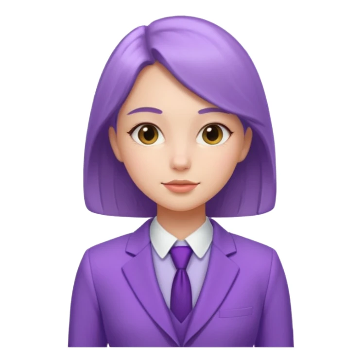 lavender-purple girl Suit, smooth rounded neckline, simple design, glossy surface, plain background. sticker