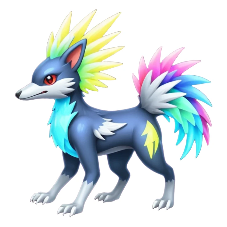 Neon Vibrant Pulsating Trail-glowing Chromatic Trico-Silvally-fusion-hybrid sticker