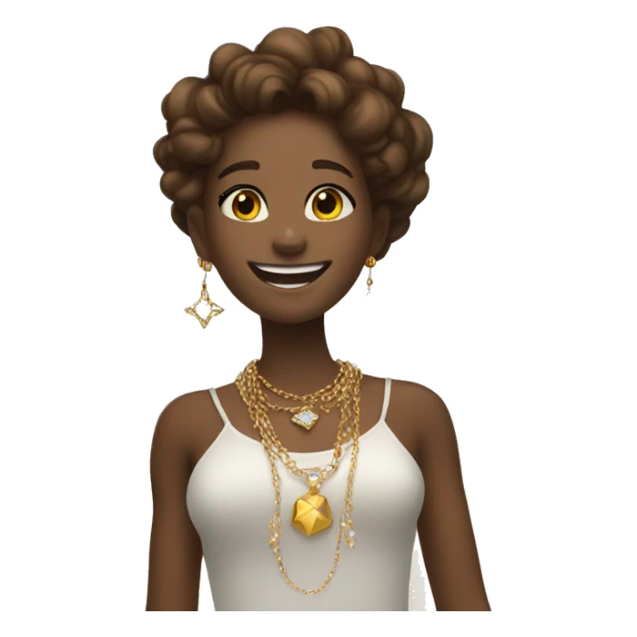 smiling girl with jewelry floating in the sky sticker
