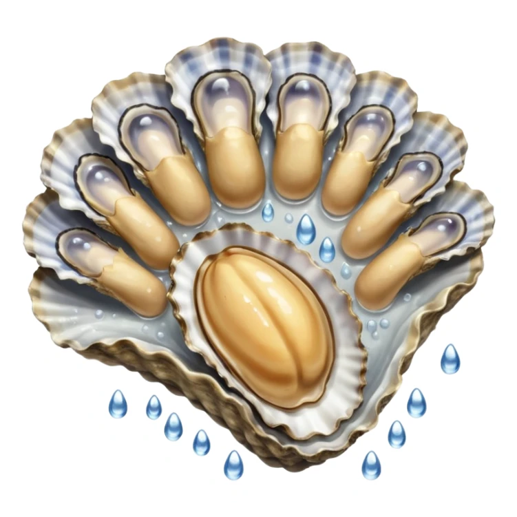 oyster being spread by fingers and splashing water droplets sticker