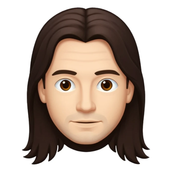 James Shaffer (b.1970) with long dark brown hair sticker