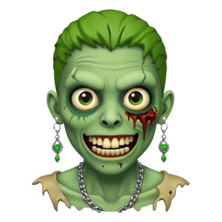 Create a zombie emoji with grillz and earring sticker