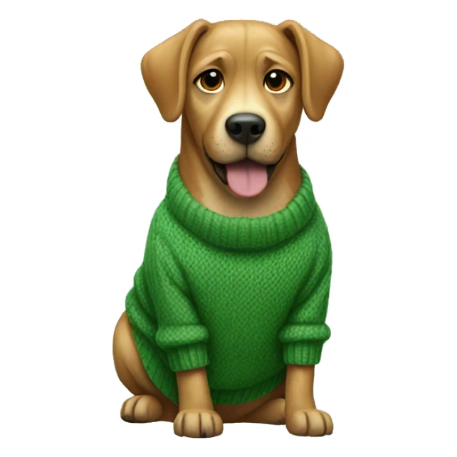 Dog wearing a green sweater sticker