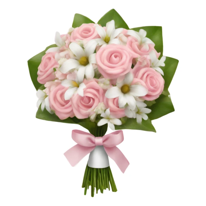 light pink bow tied on light pink and white flower bouquet  sticker