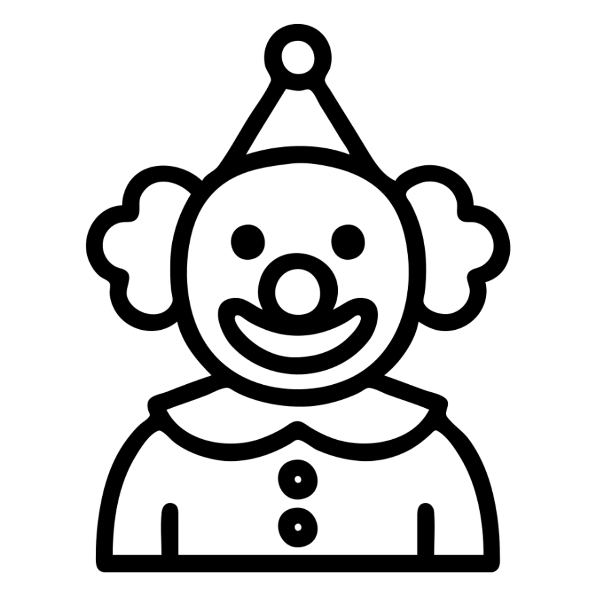 clown icon, simple, bold lines, minimal color, modern icon style sticker