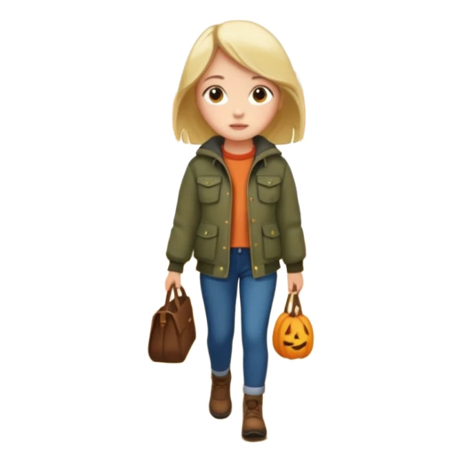 Girl walking through the woods during autumn sticker