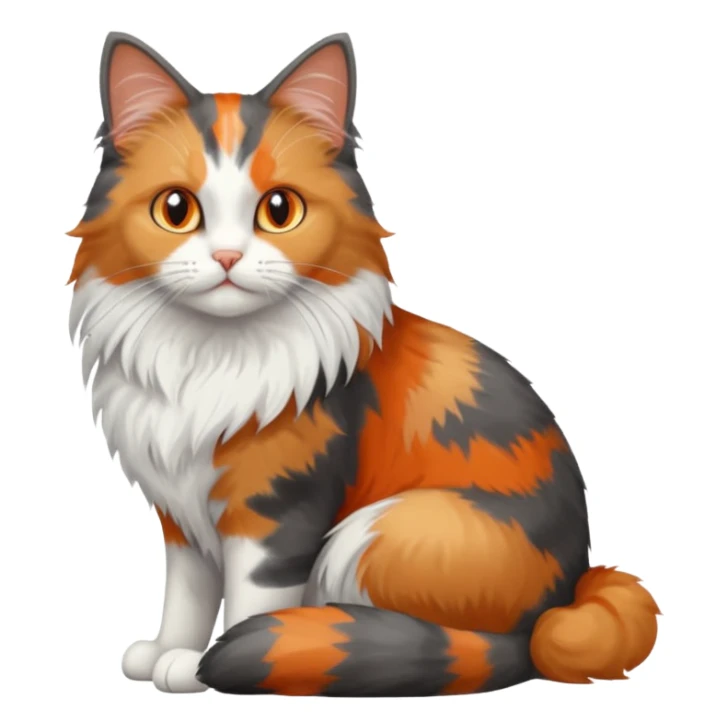 a very fluffy grey and white cat sitting next to another cat sticker