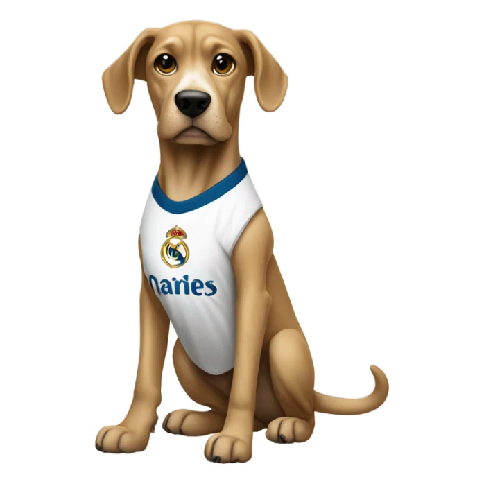 dog with t-shirt real madrid sticker
