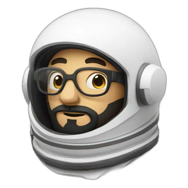 posing caucasian astronaut with black beard and white glasses sticker