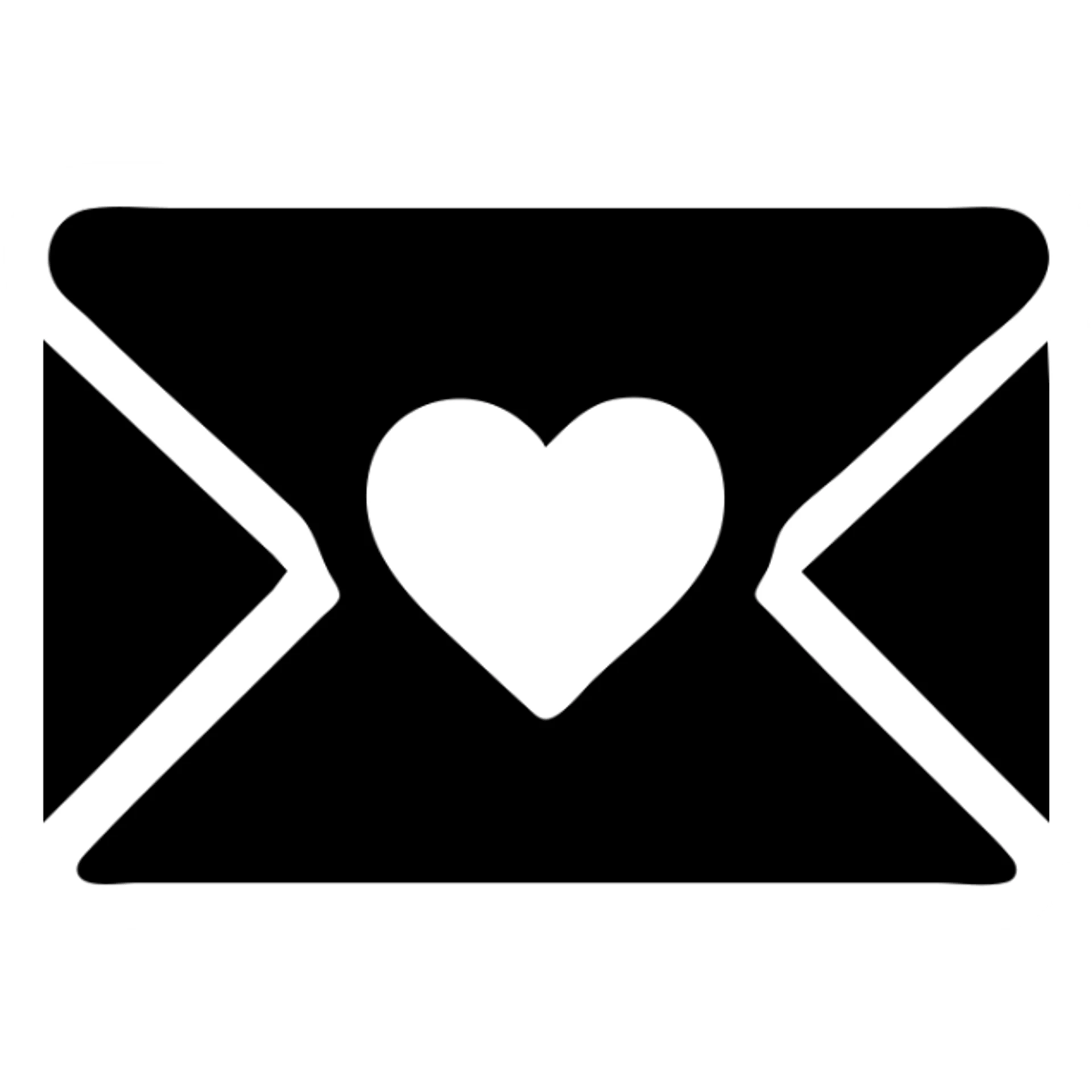 white letter with a pink heart in the center, minimal, modern icon style sticker