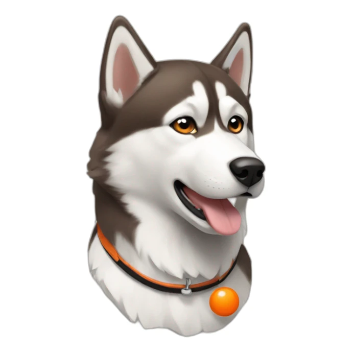 husky brown with a cat with 3 dot orange black and white sticker