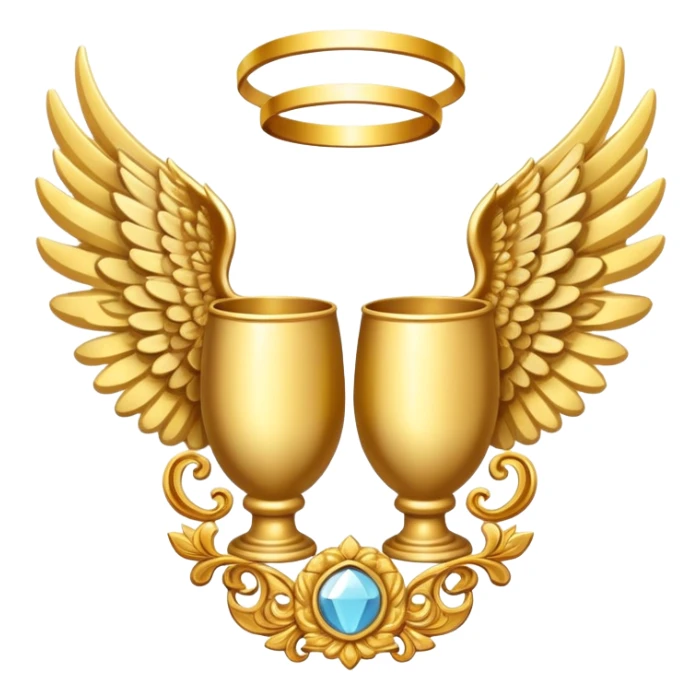 2st place award (number) decorated with angel wings golden sticker