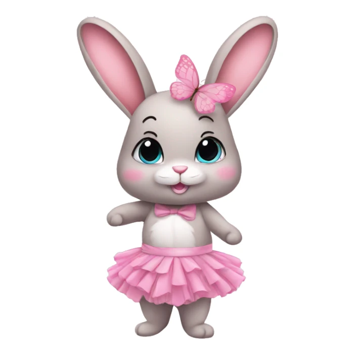 Beautiful bunny in pink tutu with butterfly on the nose magical  sticker