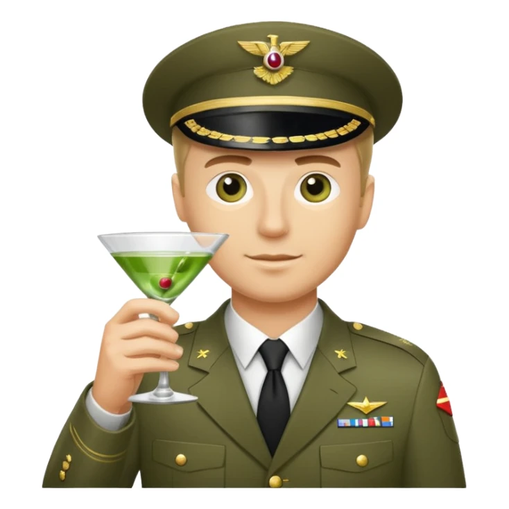 military man with a martini glass sticker
